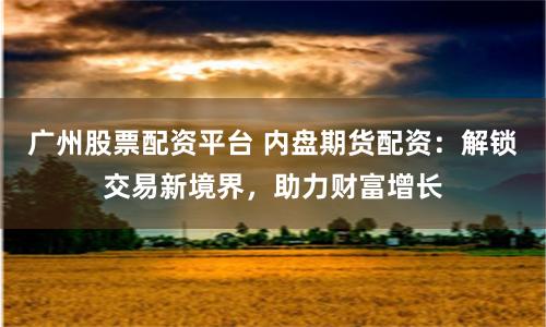 广州股票配资平台 内盘期货配资：解锁交易新境界，助力财富增长
